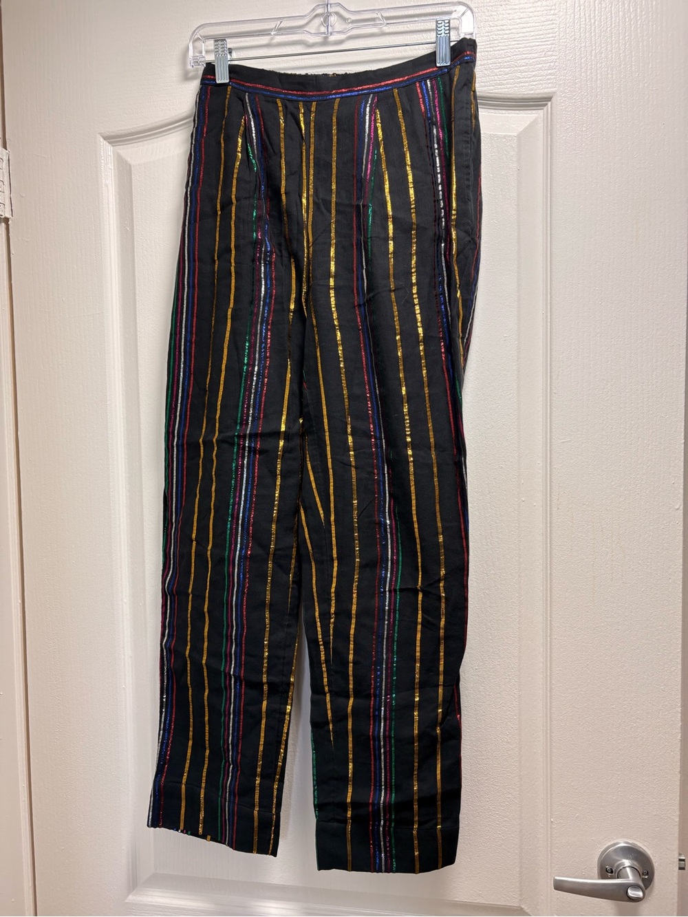 FARM Rio Black Pants with Multicolor Metallic Stripes